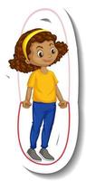 ein Mädchen, das Seil-Cartoon-Charakter-Aufkleber springt vektor