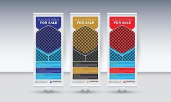 Immobilien-Dreieck-Geschäft roll-up Banner flaches Vektordesign vektor