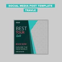 Reisen Sie Social Media Post Template-Design. Social-Media-Banner-Design vektor