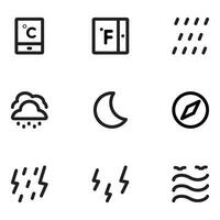 samling av väder djärv linje ikoner vektor