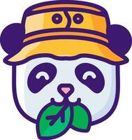 mutig Panda Tourist im Reise Hut Logo vektor