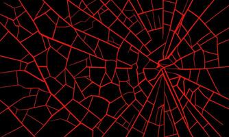 svart bakgrund med röd sprickor. vektor silhuett av sprickor i glas.