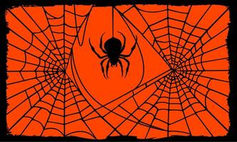 Hintergrund mit Silhouetten von Spinne runden schwarz Netz und gerahmt Spinne. vektor