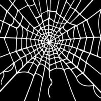 svart bakgrund med Spindel runda vit webb, vektor silhuett