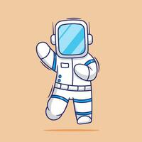 süß Design winken Astronaut Karikatur Vektor Symbol Maskottchen Illustration. futuristisch Technologie Konzept