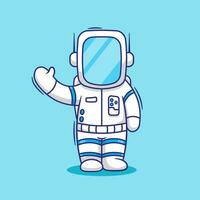 kostenlos Design winken Astronaut Karikatur Vektor Illustration Symbol Maskottchen Logo. futuristisch Technologie Charakter Konzept