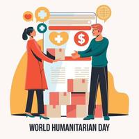 Welttag der humanitären Hilfe mit Aktivismus, um Spenden zu sammeln vektor