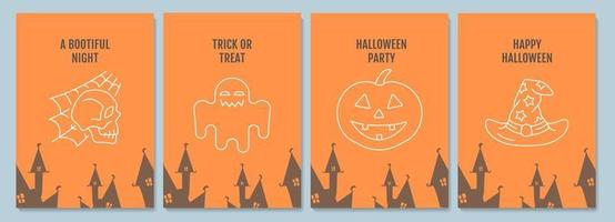 Halloween-Traditionspostkarten mit linearem Glyphen-Icon-Set vektor