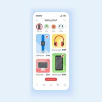 Verkauf von unerwünschten Dingen Online-Smartphone-Schnittstellenvektorvorlage vektor