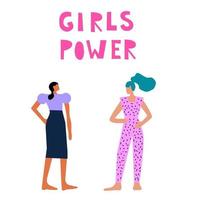 doodle kvinna karaktär. girl power, empowerment, tema för mångfald vektor