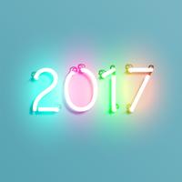 Glänzendes Zeichen des Neons 2017, Vektorillustration vektor