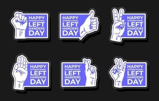happy left handers day sticker pack set vektor