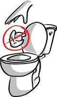 snälla släng inte i toalett vektor illustration