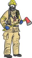 Mann in Feuerwehruniform-Vektor-Illustration vektor
