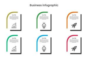 sechsstufiges Infografik-Vorlagendesign. kann für verschiedene Sektoren verwendet werden vektor