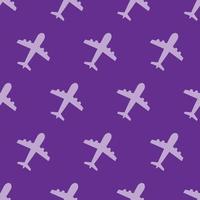 nahtloses Muster zweifarbiges Flugzeugsymbol mit violettem Hintergrund vektor