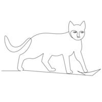 kontinuerlig ett linje katt översikt vektor konst hand teckning