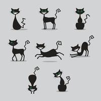 Halloween schwarze Katze Charaktersammlung vektor