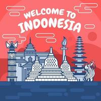 Välkommen till Indonesiens landmärke vektor