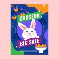 süßes Kaninchen auf Chuseok-Verkaufsplakat vektor