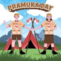 Cartoon-Pramuka-Scout-Konzept vektor