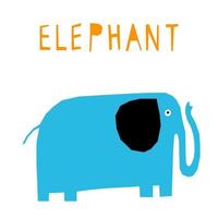 lustiger Elefant. handgemachter kindisch gefertigter Elefant vektor