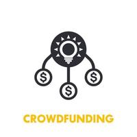 crowdfunding -ikonen på vitt vektor