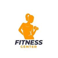 Fitness-Logo mit sportlichem Mädchen trainieren vektor