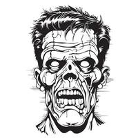 Frankenstein Kopf skizzieren Hand gezeichnet Halloween Vektor Illustration