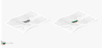 einstellen von zwei realistisch Karte von Bulgarien mit Schatten. das Flagge und Karte von Bulgarien im isometrisch Stil. vektor