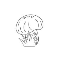 Wald essbar Gliederung Pilz im Gras Vektor Illustration, saisonal Herbst einfach Zeichnung gesund Vegetarier Diät Zutat zum Speisekarte Design, Hand gezeichnet Bild