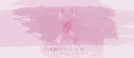 Brust Krebs Bewusstsein Monat. Grunge Fleck Hintergrund und Rosa Band Band vektor