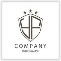 yf Logo Monogramm mit Schild gestalten isoliert schwarz Farben auf Gliederung Design Vorlage Prämie elegant Vorlage Vektor eps 10