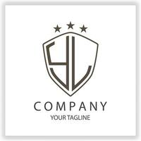 yl Logo Monogramm mit Schild gestalten isoliert schwarz Farben auf Gliederung Design Vorlage Prämie elegant Vorlage Vektor eps 10