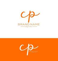 cp brev handstil signatur logotyp cp ikon cp senare logotyp design vektor