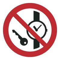 iso 7010 Eingetragen Sicherheit Zeichen Symbol Piktogramm Warnungen Vorsicht Achtung Verbot Nein metallisch Artikel oder Uhren vektor