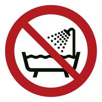 iso 7010 Eingetragen Sicherheit Zeichen Symbol Piktogramm Warnungen Vorsicht Achtung Verbot tun nicht verwenden diese Gerät im ein Badewanne, Dusche oder wassergefüllt Reservoir vektor