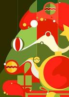 affisch med dekorerad julgran. vektor