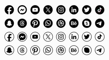 einstellen von Sozial Medien Logo im Weiß Hintergrund. Sozial Medien Symbol einstellen Sammlung. vektor