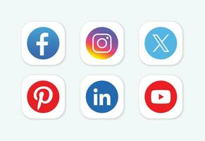 uppsättning av social media logotyp i vit bakgrund. social media ikon uppsättning samling. vektor