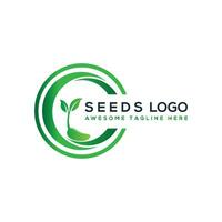 fri vektor frön logotyp design lantbruk fält växt och begrepp