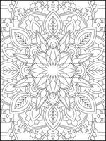 färg bok sidor. mandala. abstrakt islamic blomma. barns och vuxen anti-stress färg bok. vit bakgrund, svart översikt. vektor stock illustration. mönster mandala färg sidor