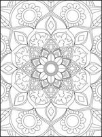 färg bok sidor. mandala. abstrakt islamic blomma. barns och vuxen anti-stress färg bok. vit bakgrund, svart översikt. vektor stock illustration. mönster mandala färg sidor