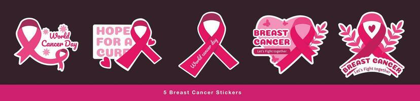 Pack von Rosa Oktober Aufkleber. eben und feminin Stil Brust Krebs Bewusstheit Monat vektor