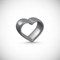 Grå 3D hjärta, vektor illustration