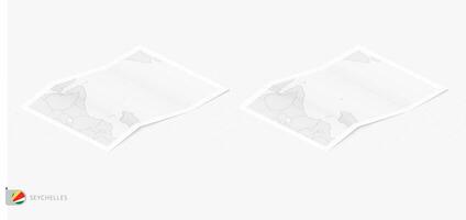 uppsättning av två realistisk Karta av Seychellerna med skugga. de flagga och Karta av Seychellerna i isometrisk stil. vektor