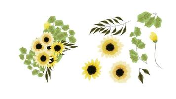 florale Elemente Sammlung Frühlingsblumen detaillierte ClipArt-Elemente vektor