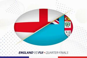 Rugby Viertelfinale Spiel zwischen England und Fidschi, Konzept zum Rugby Turnier. vektor