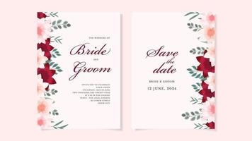 Blumenhochzeitskartenvorlage Blumen botanisch einladen Save the Date rsvp vektor