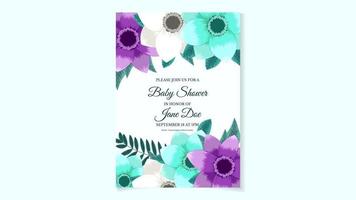 baby shower party inbjudningskort blommig blomma bakgrund söt redigerbar vektor